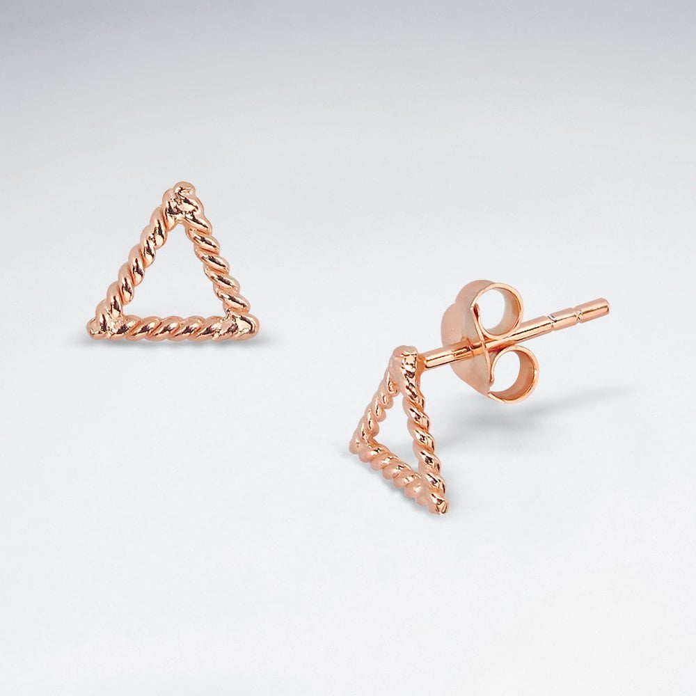 Sterling Silver Triangle Openwork Rope Stud Earrings