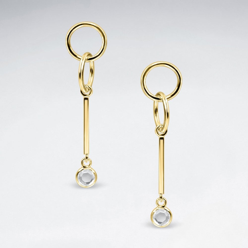 Sterling Silver CZ Geometric Key Earrings