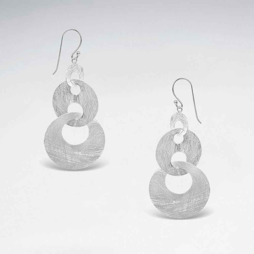 Sterling Silver Linked Triple Hoop Dangle Earrings
