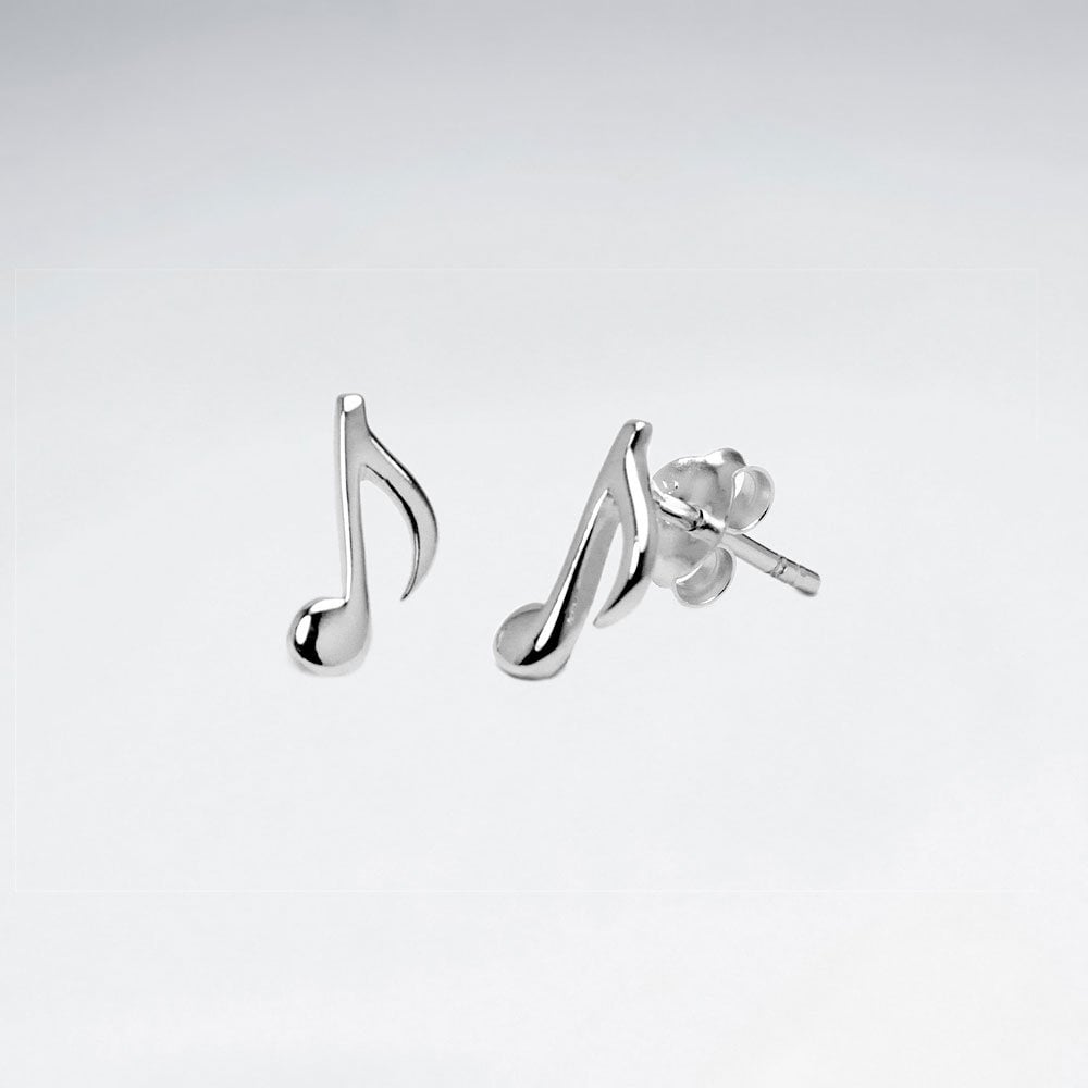 Sterling Silver Musical Note Stud Earrings