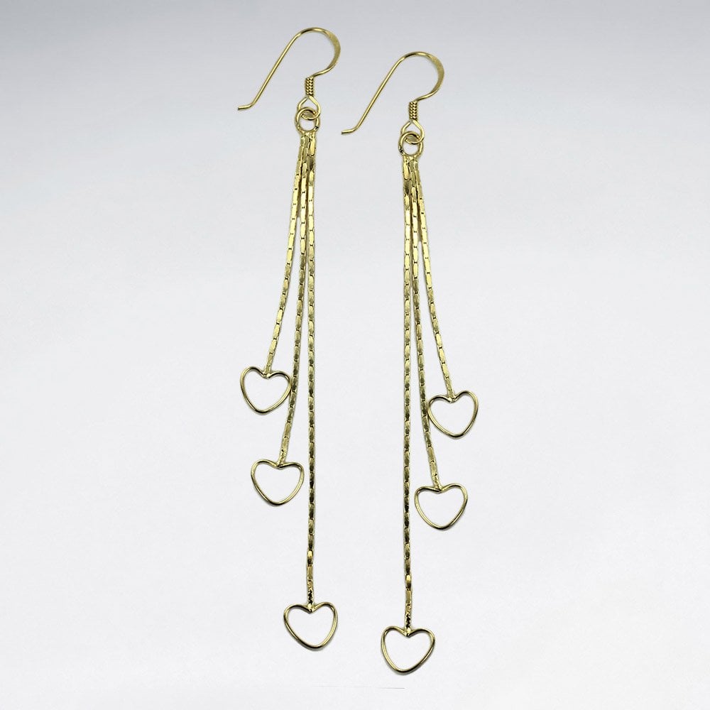 Sterling Silver Openwork Heart Chain Dangle Earrings