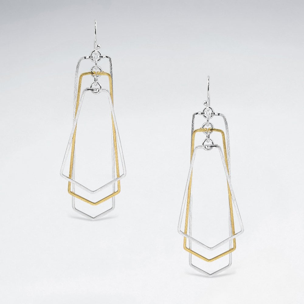 Sterling Silver Openwork Geometric Cascade Earrings