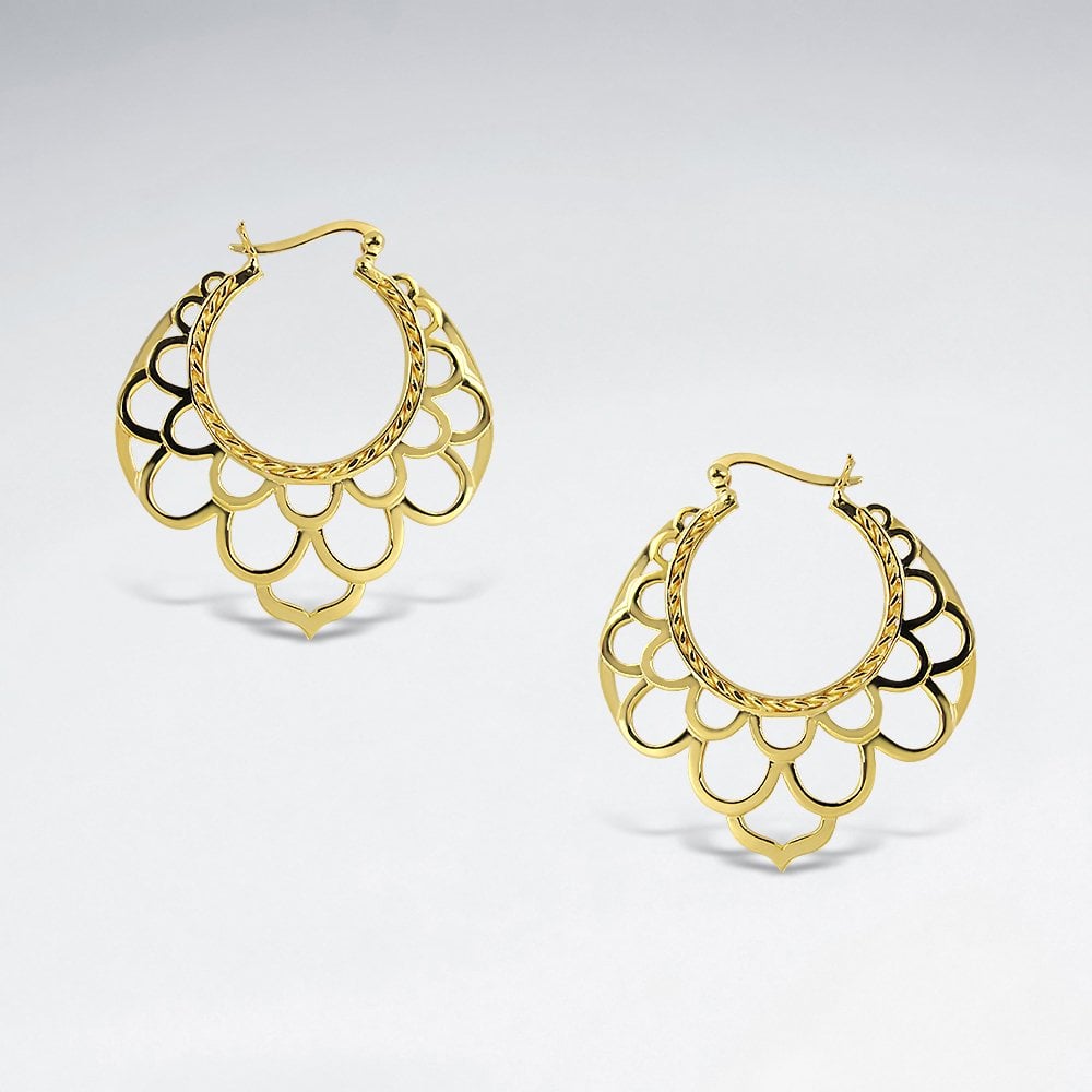 Sterling Silver Simple Bali Scalloped Earrings