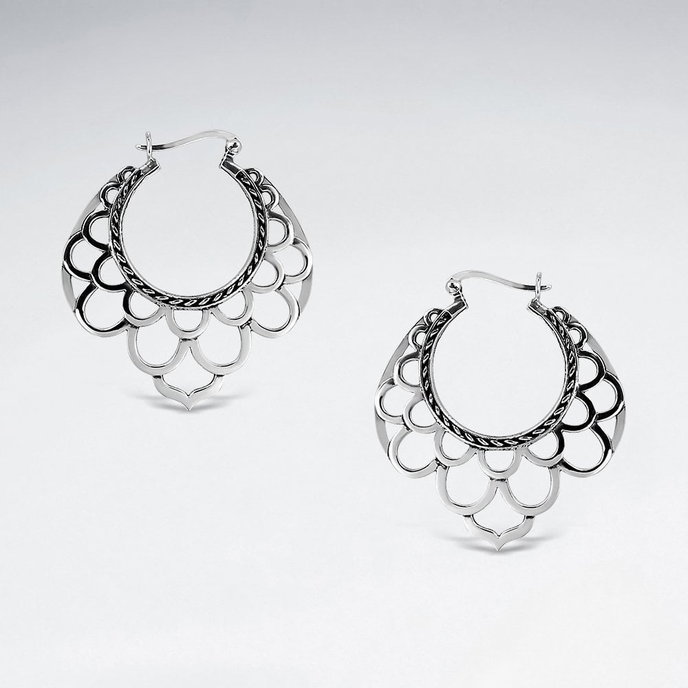 Sterling Silver Simple Bali Scalloped Earrings