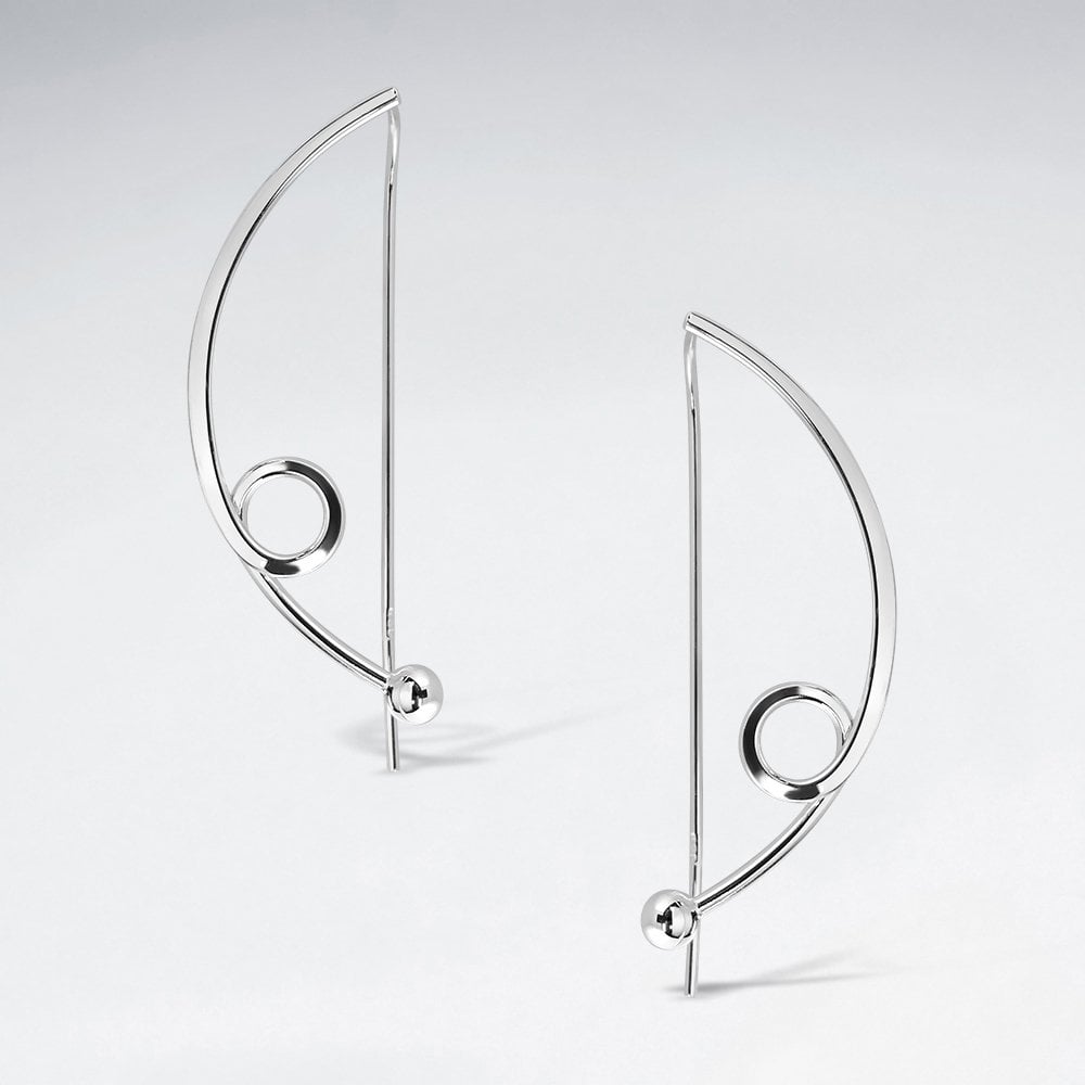 Simple Abstract Openwork Silver Hook Earrings