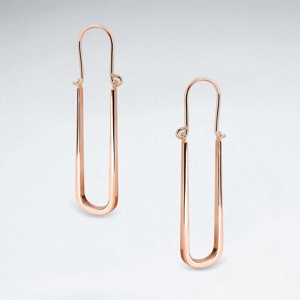 Sterling Silver Elongated U-Shaped Hoop Earrings