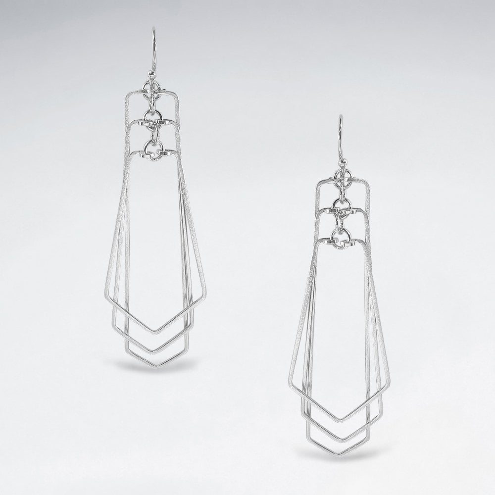 Sterling Silver Openwork Geometric Cascade Earrings