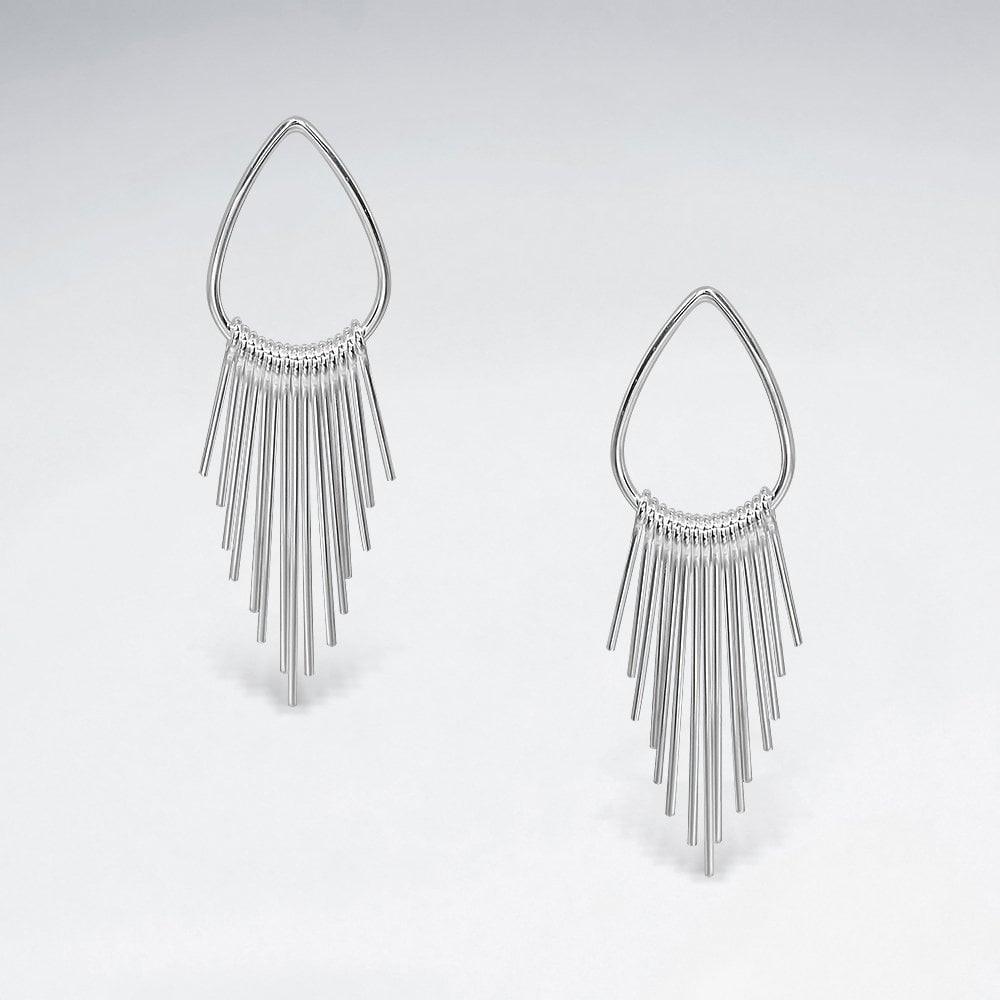 Sterling Silver Teardrop Chandelier Stud Earrings