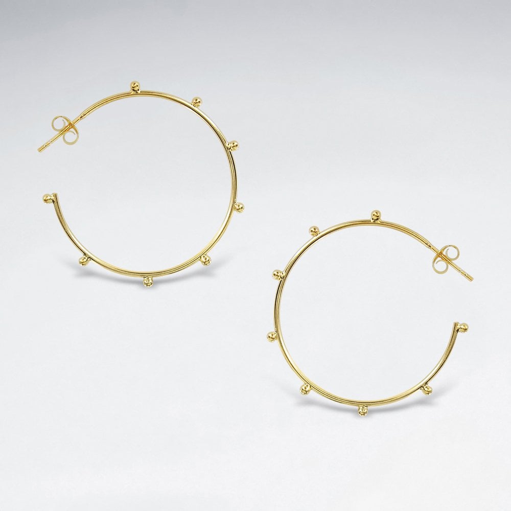 Sterling Silver Studded Hoop Earrings