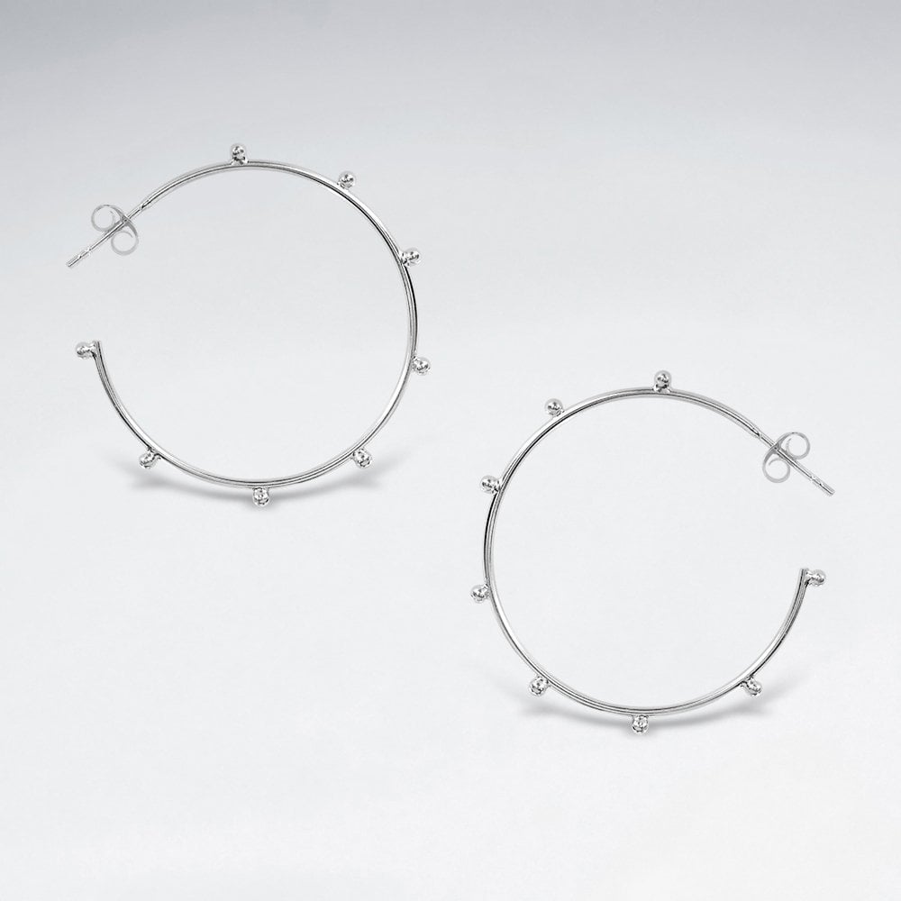Sterling Silver Studded Hoop Earrings
