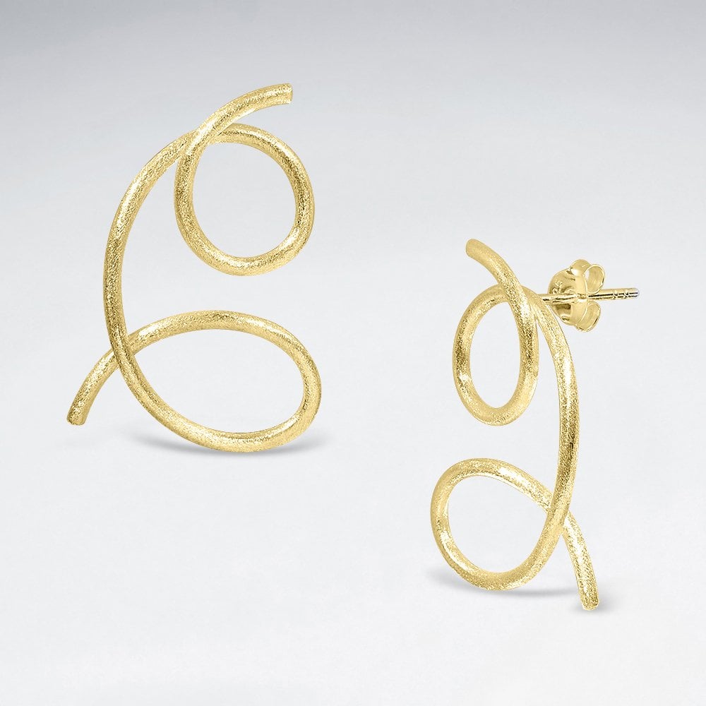 Sterling Silver Curled Lines Stud Earrings