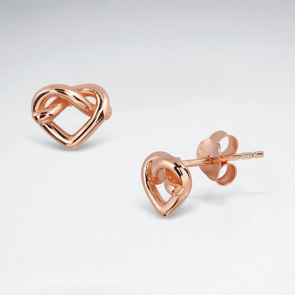Sterling Silver Heart Knot Stud Earrings
