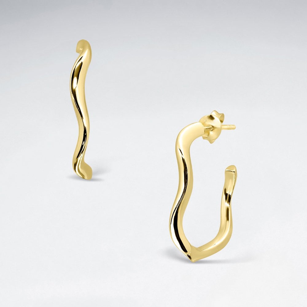 Sterling Silver Wavy Freeform Stud Earrings