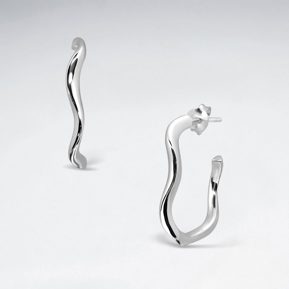 Sterling Silver Wavy Freeform Stud Earrings