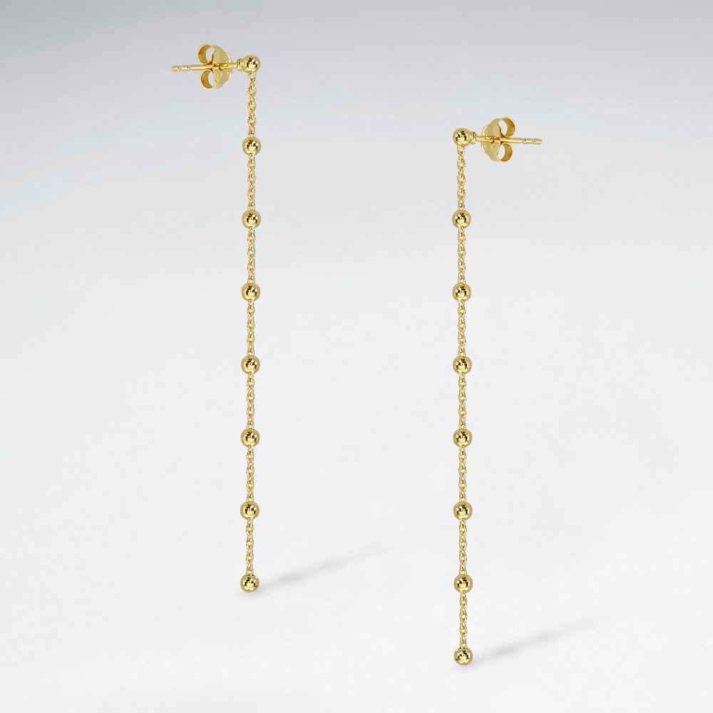 Sterling Silver Dangle Chain & Ball Stud Earrings