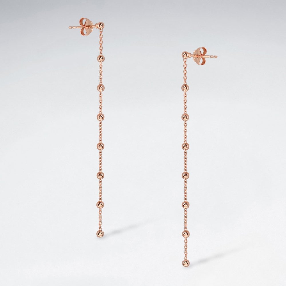 Sterling Silver Dangle Chain & Ball Stud Earrings