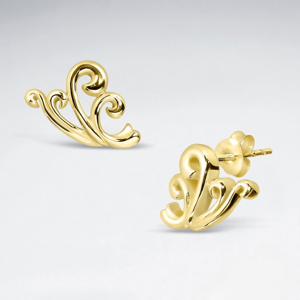 Sterling Silver Ocean Waves Stud Earrings