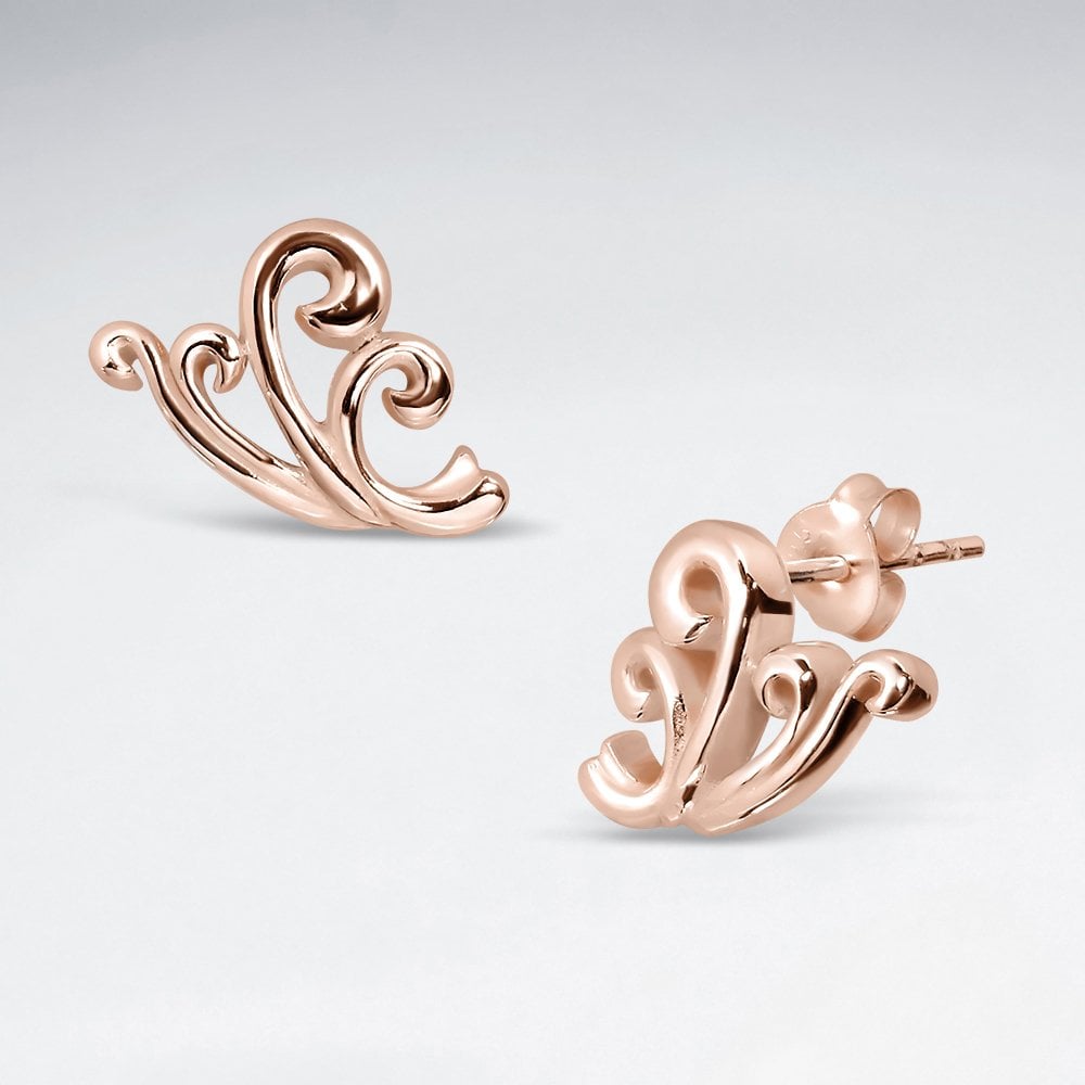 Sterling Silver Ocean Waves Stud Earrings