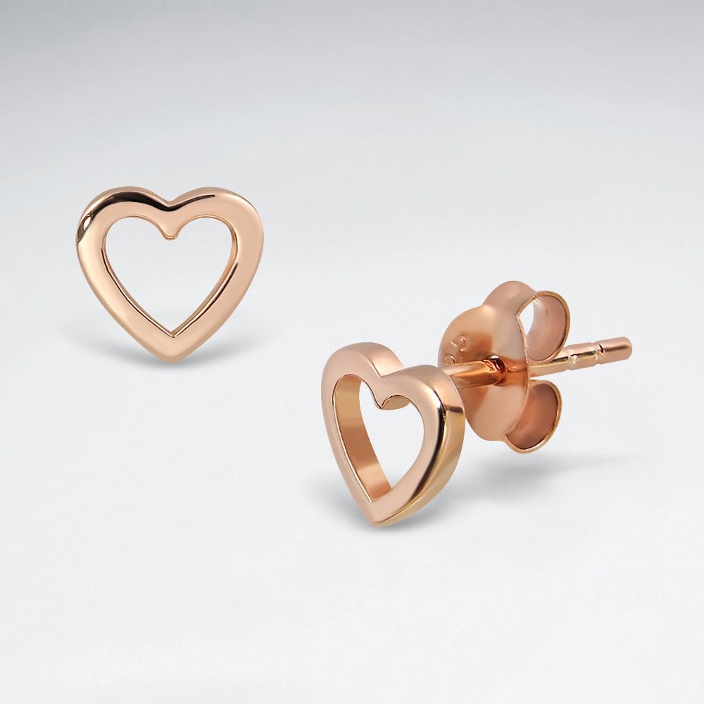 Sterling Silver Open Heart Stud Earrings