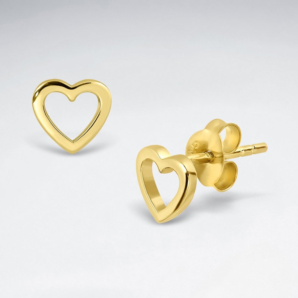 Sterling Silver Open Heart Stud Earrings