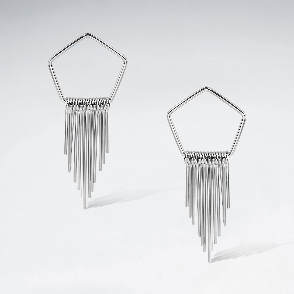Sterling Silver Geometric Chandelier Stud Earrings