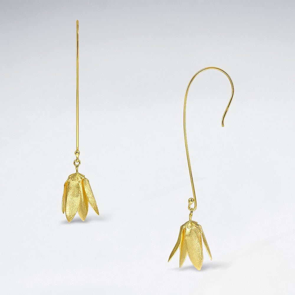 Charming Bluebell Flower Dangle Earrings in Silver