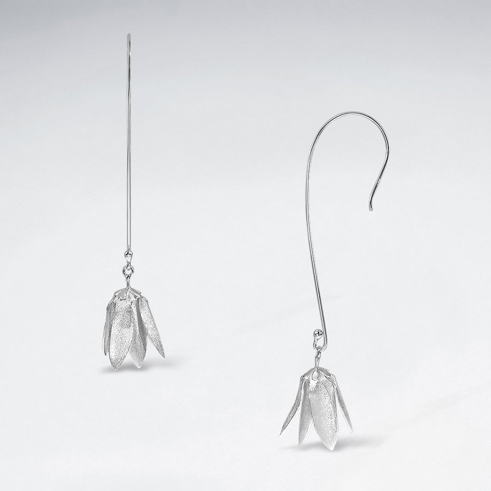 Charming Bluebell Flower Dangle Earrings in Silver
