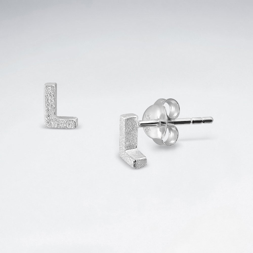 Initial Letter “L” Silver Stud Earring