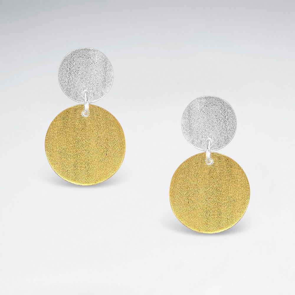 Sterling Silver Double Circle Drop Earrings