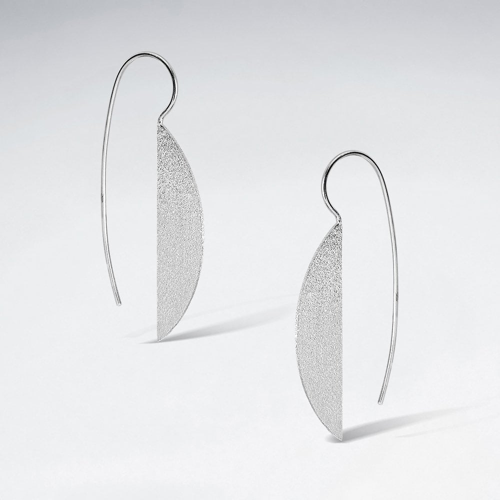 Matte Silver Half Fans Mod Threader Earrings