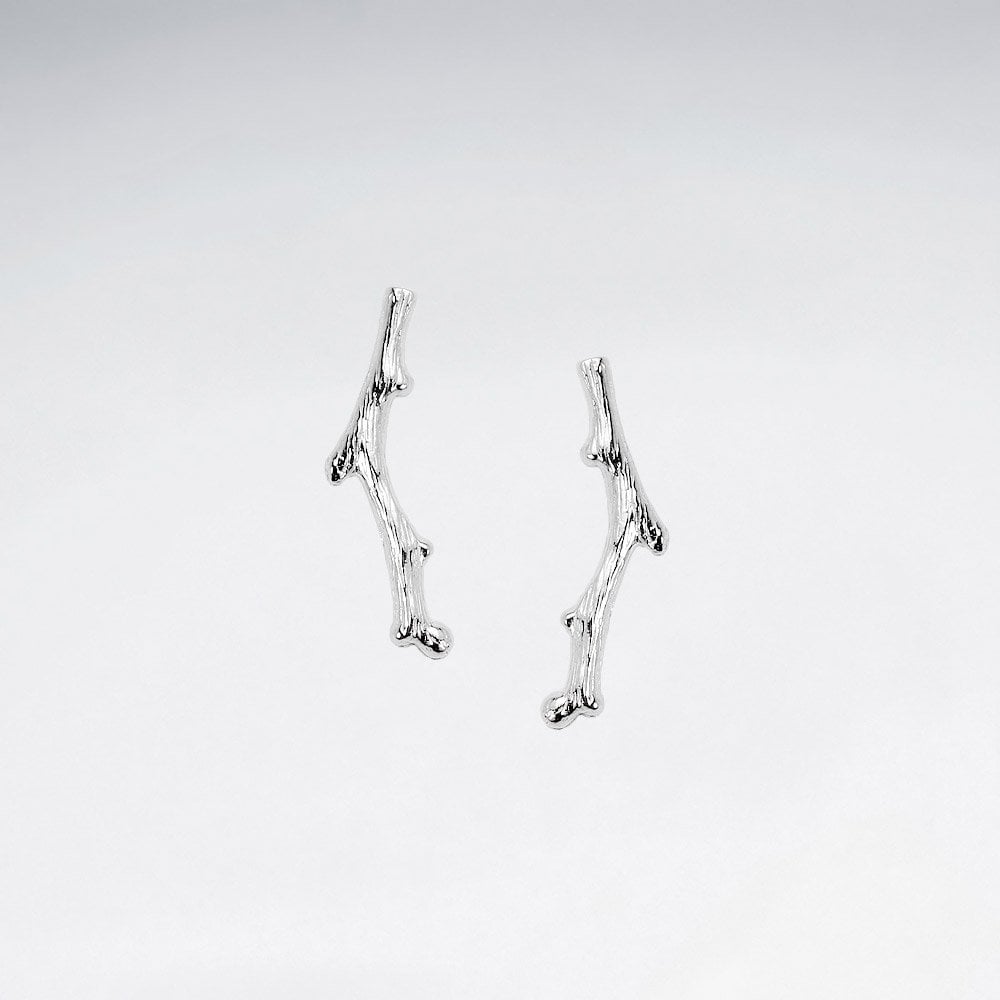 Sterling Silver Twig Stud Earrings