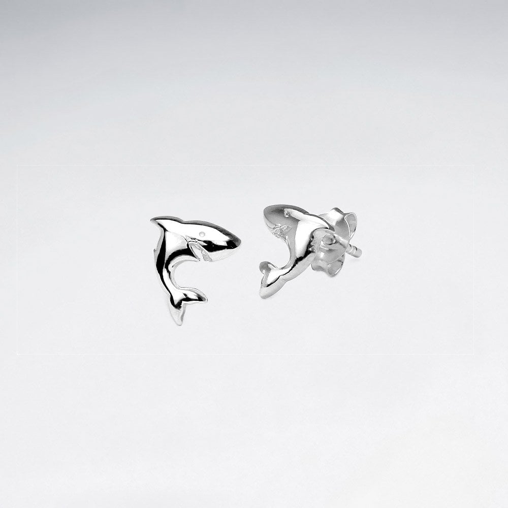 Sterling Silver Leaping Dolphins Stud Earrings