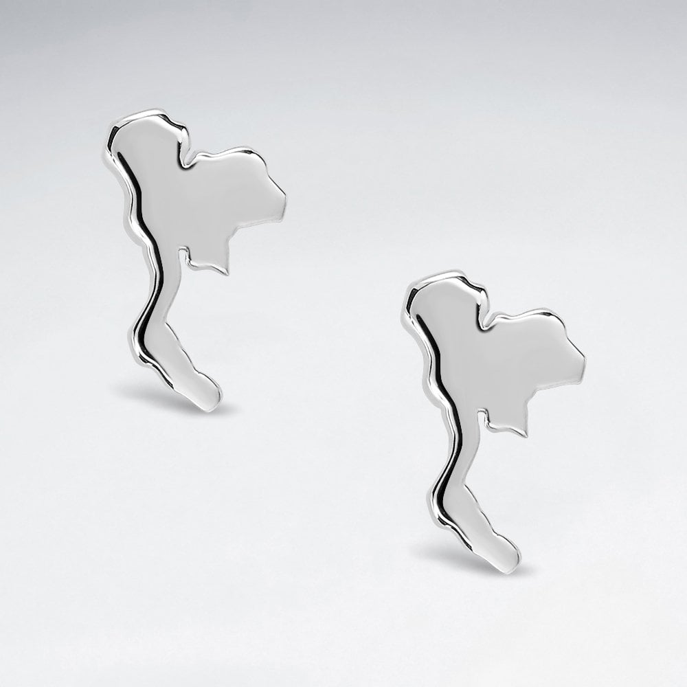 Sterling Silver Thailand Map  Earrings