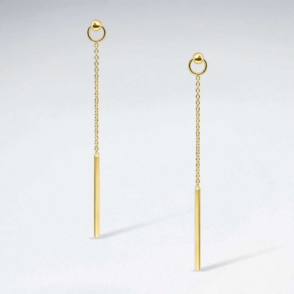 Sterling Silver Dangle Chain Stud Bar Earrings