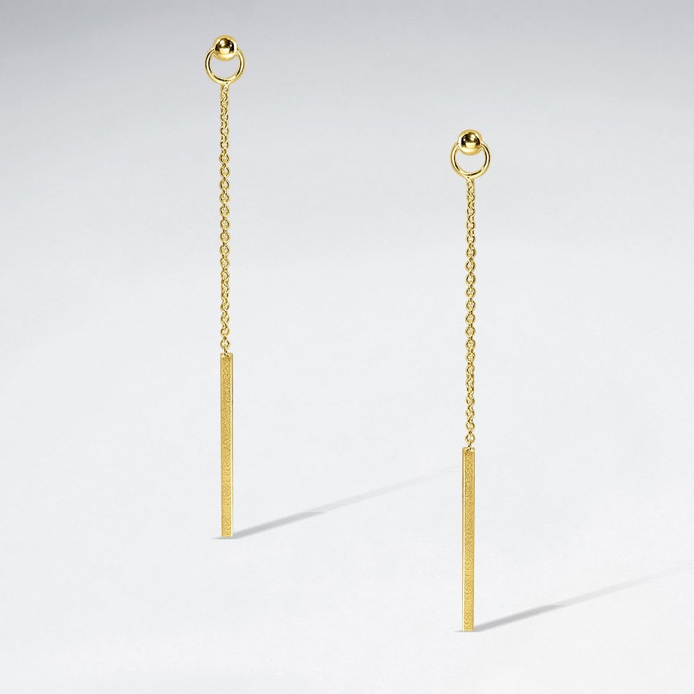 Sterling Silver Dangle Chain Stud Bar Earrings