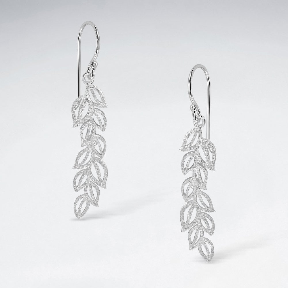 Sterling Silver Drop Leaf Dangle Earrings