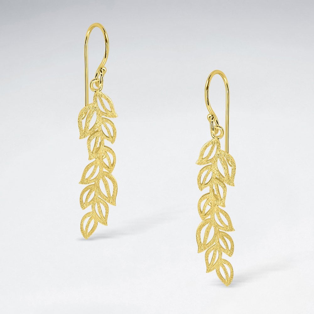 Sterling Silver Drop Leaf Dangle Earrings
