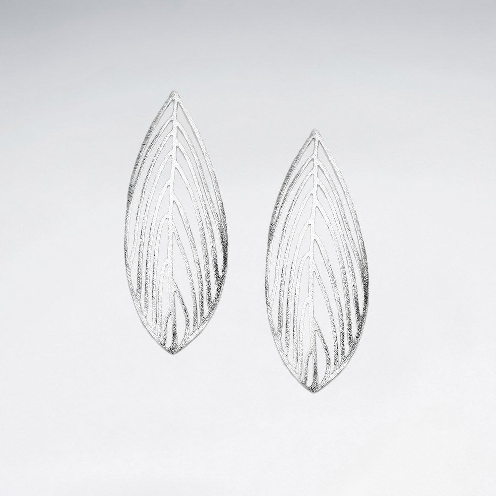 Gold Tone Sterling Silver Organic Leaf  Earrings