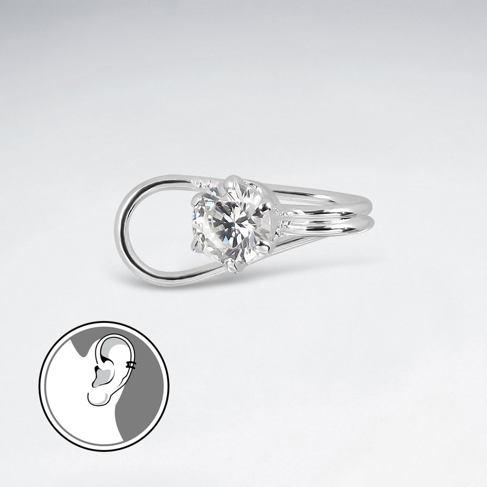 Sterling Silver Cubic Zirconia Ear Cuffs