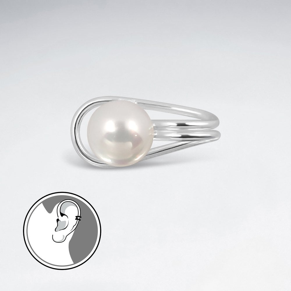 Sterling Silver Pearl Ear Cuffs