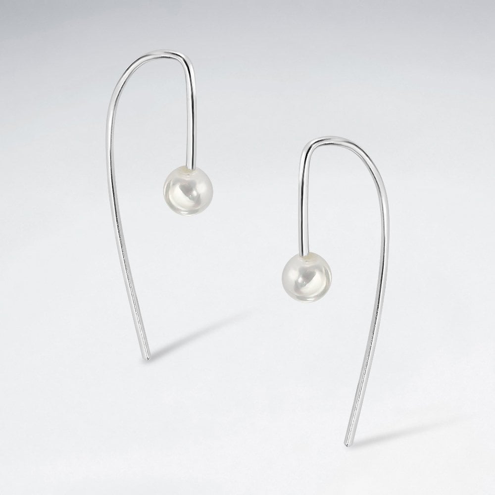 Sterling Silver Solitaire Pearl Hook Earrings