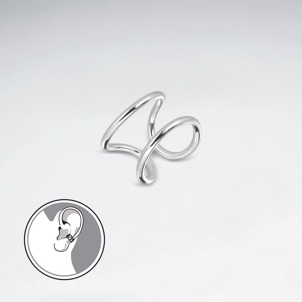 Sterling Silver Openwork Geometric Ear Cuffs