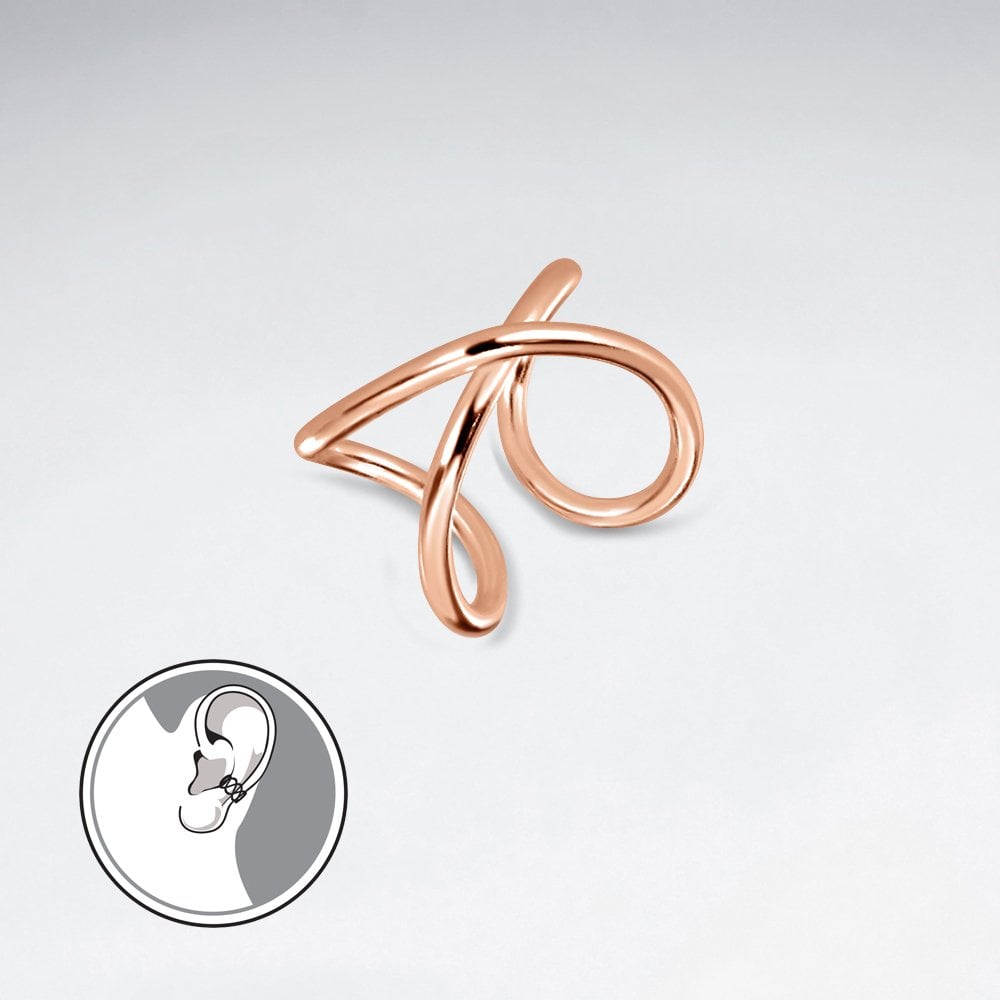Sterling Silver Openwork Crisscross Ear Cuffs