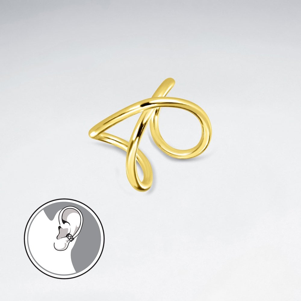 Sterling Silver Openwork Crisscross Ear Cuffs