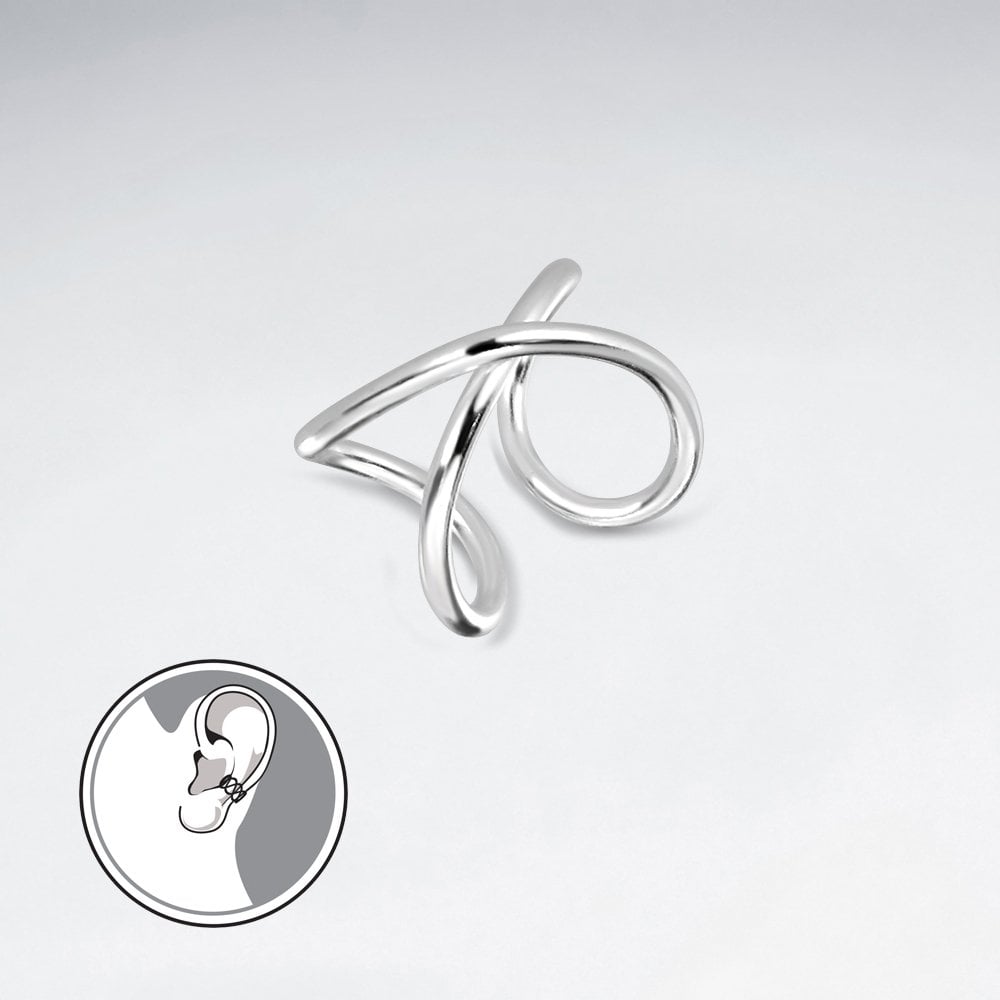 Sterling Silver Openwork Crisscross Ear Cuffs
