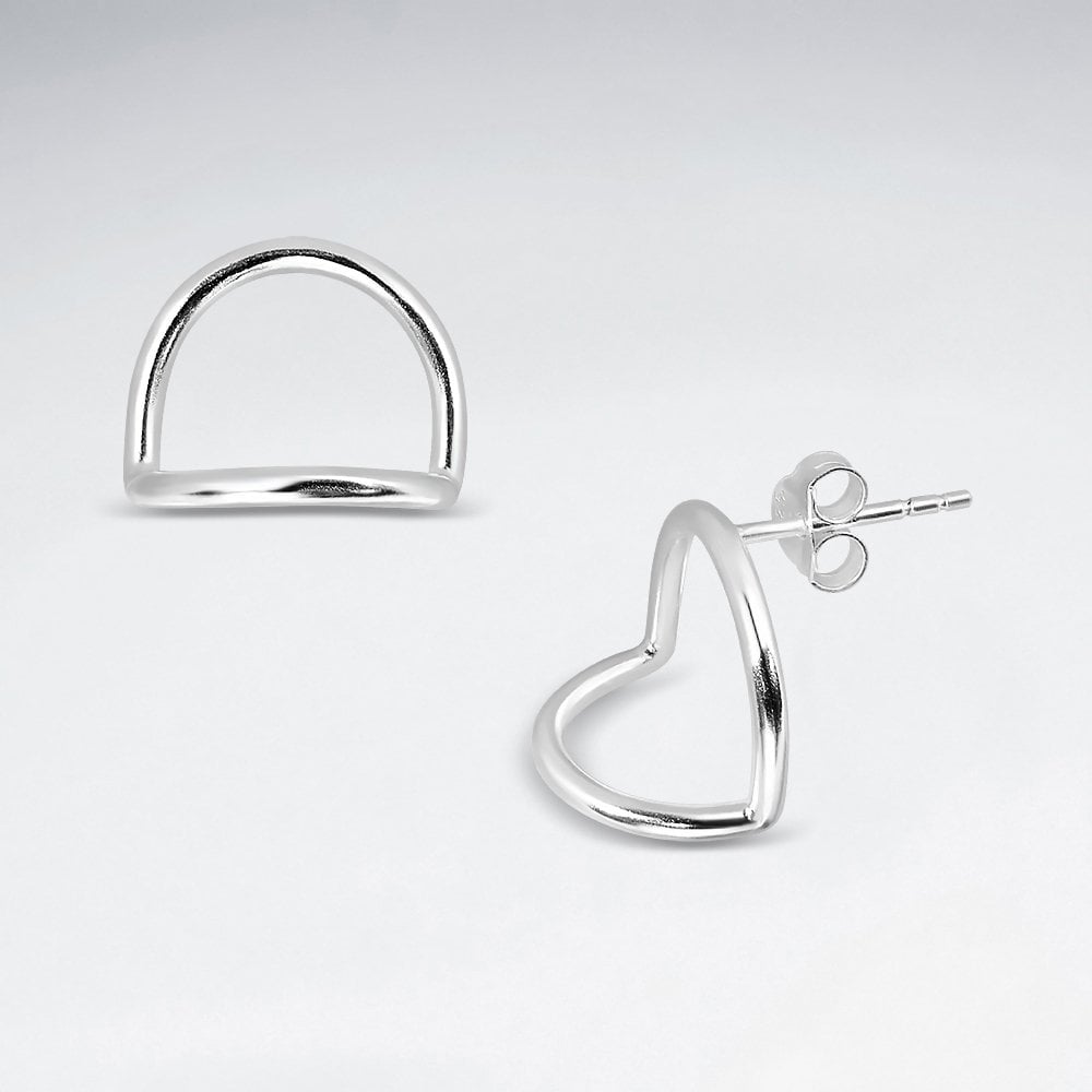 Sterling Silver Folded Open Circle Stud Earrings