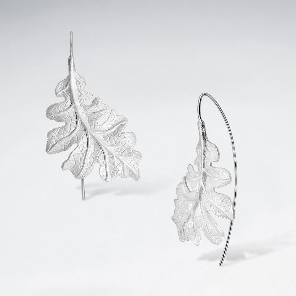 Sterling Silver Leaf Hook Earrings
