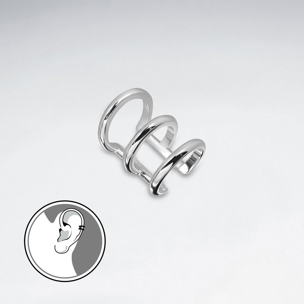 Sterling Silver Triple Band Ear Cuff