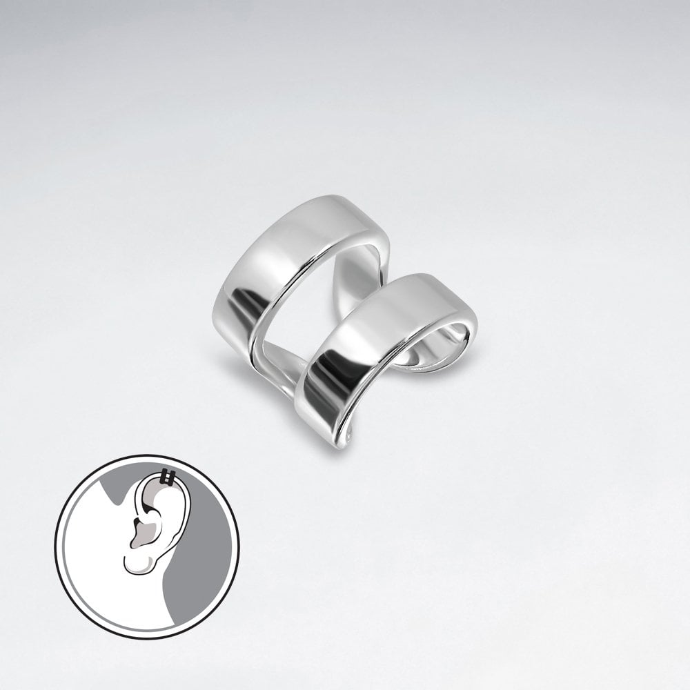 Sterling Silver Double Row Ear Cuffs