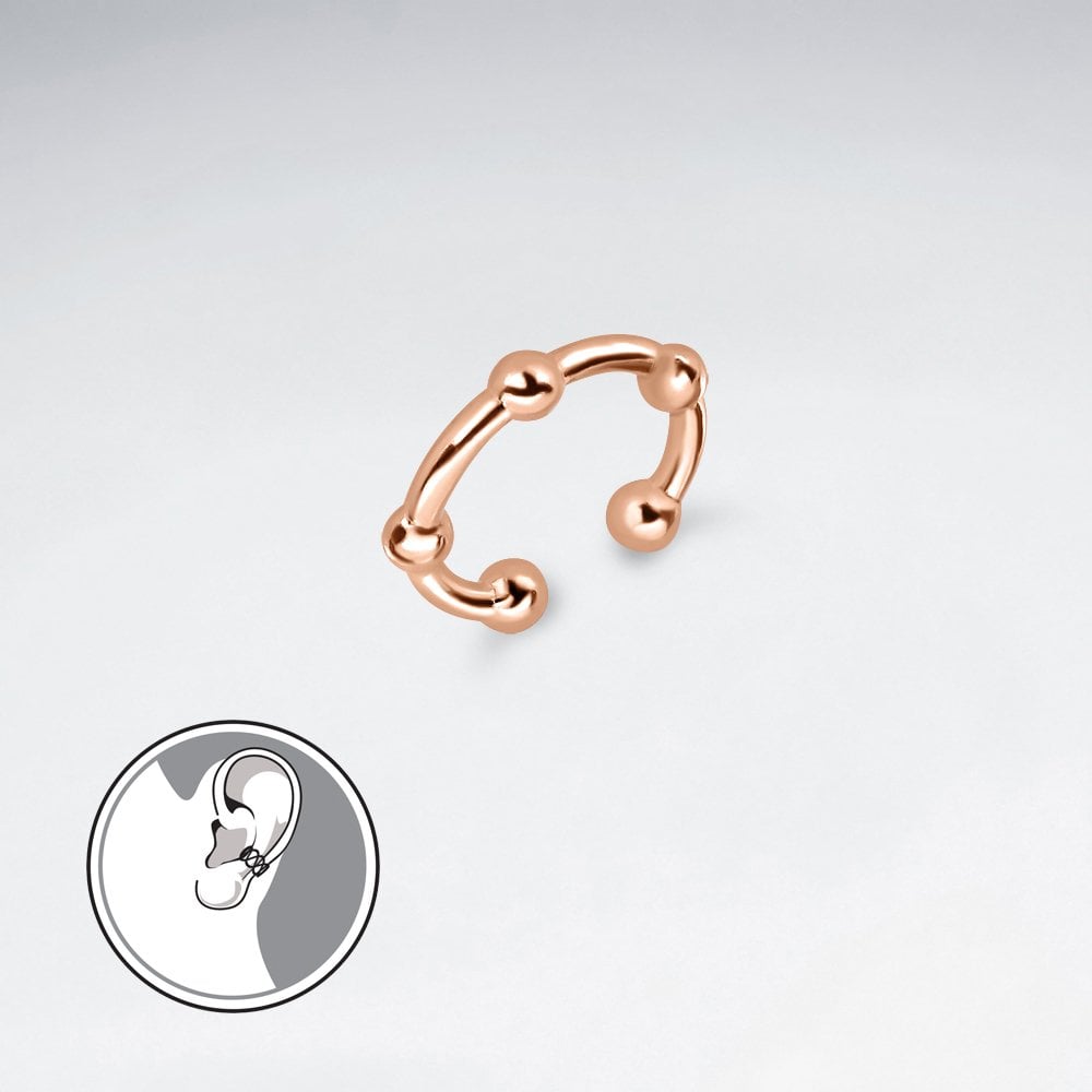 Sterling Silver Ball Ear Cuff Earrings